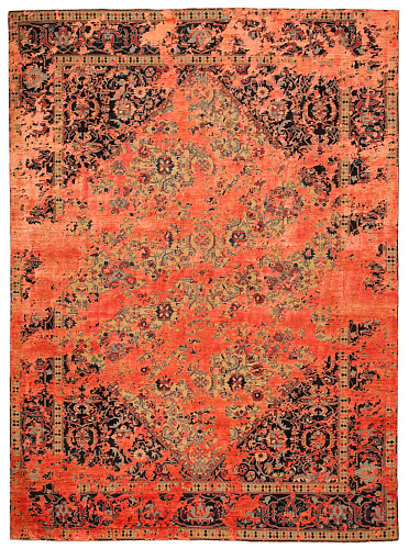 Tappeto Serapi Queensbury Double Sky Bianco Neon Arancio Seta