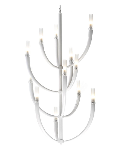 Lampadario Bianco con Elementi in Cristallo