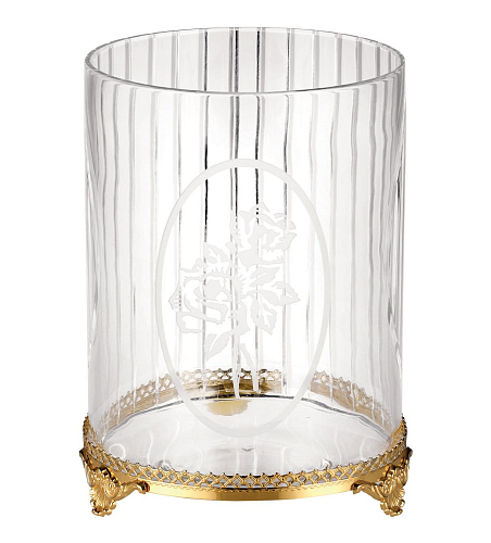 Cestino in Cristallo con Finitura in Oro 24K