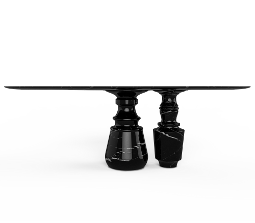 Tavolo da Pranzo Ovale Ossidiana Nero Marquina