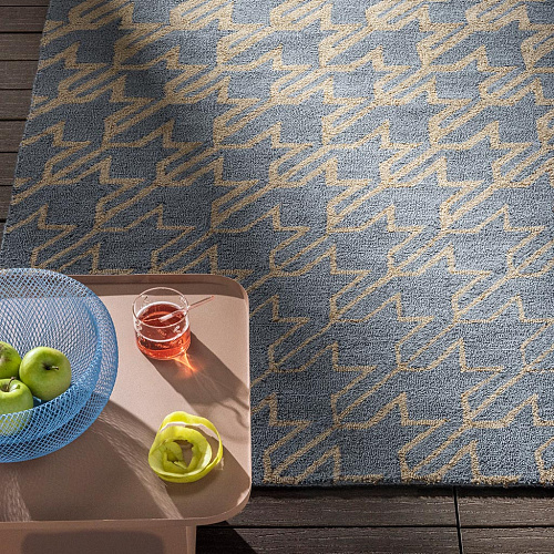 Tappeto TB Houndstooth Blu Acqua Per Esterni