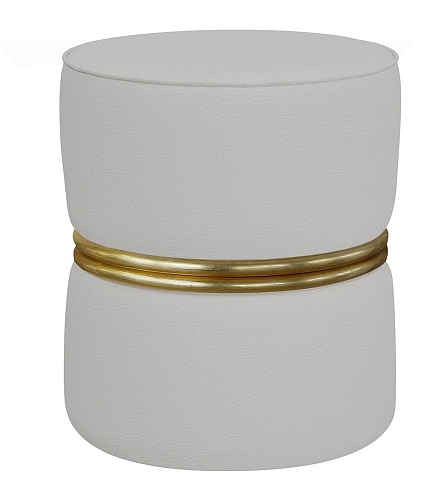 Pouf in Pelle con Anelli Dorati
