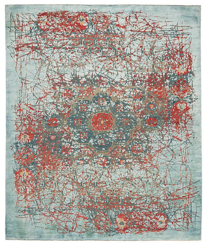 Tappeto Mamluk Kensington Pleasure Rosso Blu Seta