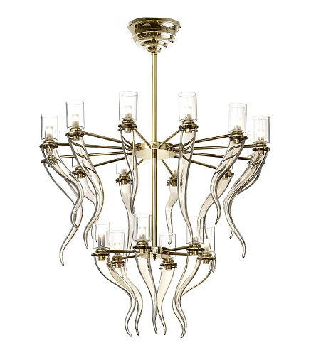 Lampadario Murano Horn in Oro Soft