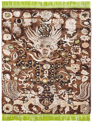 Tappeto Annodato Dragon Verde/Beige