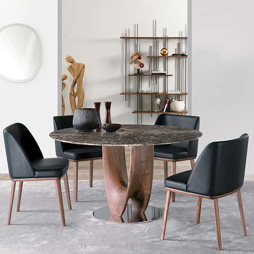 Tavolo da pranzo rotondo con piano in marmo Axis