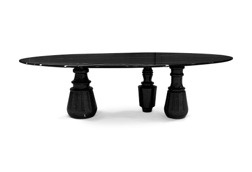 Tavolo Ovale XL in Marmo Nero Marquina Obsidian