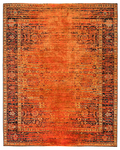 Tappeto Serapi Queensbury Stomped Reverse Giallo Neon Arancio Seta