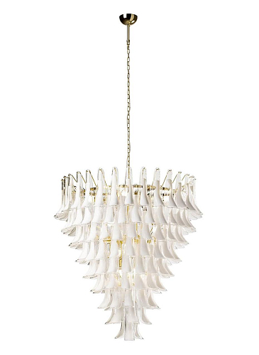 Lampadario Rotondo con Foglie in Vetro di Murano
