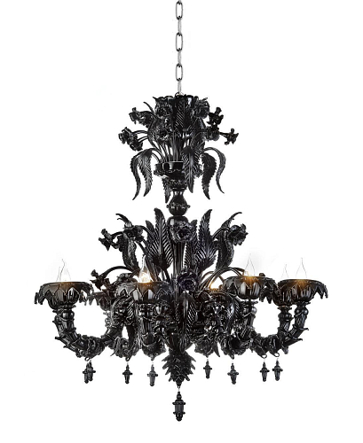Lampadario Murano Rezzonico Nero a 8 Luci