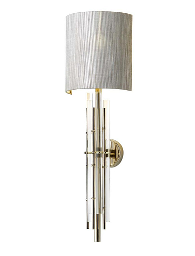 Applique Bamboo con Vetro e Paralume in Tessuto