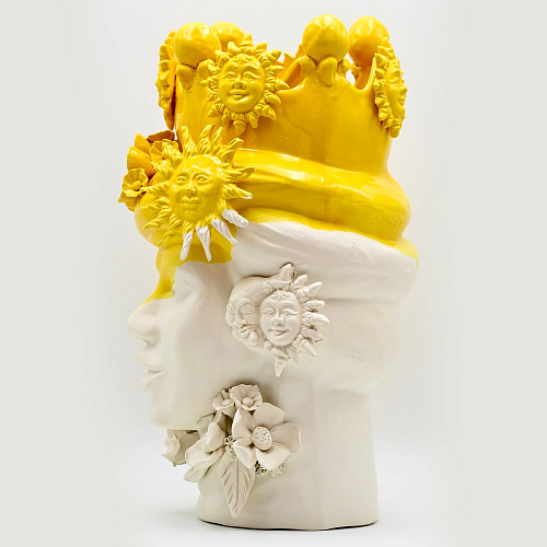 Testa di Moro Oro e Bianca Artigianale Scultura