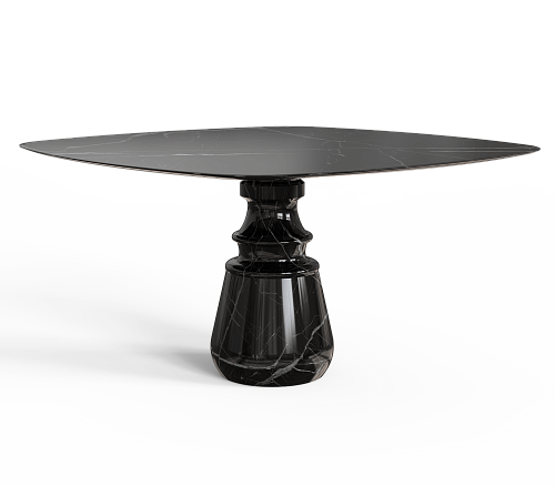 Tavolo Quadrato in Marmo Nero Marquina Obsidian