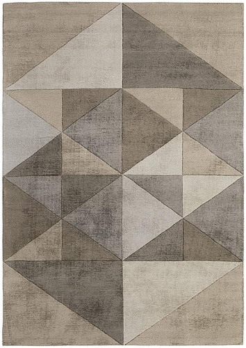 Tappeto Triangoli Beige Tuftato a Mano