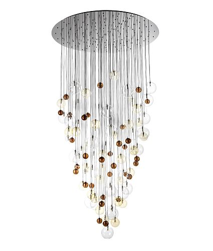 Lampadario a Cascata con Sfere in Vetro Multicolore
