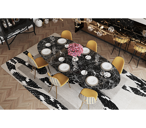 Tavolo Ovale XL in Marmo Nero Marquina Obsidian