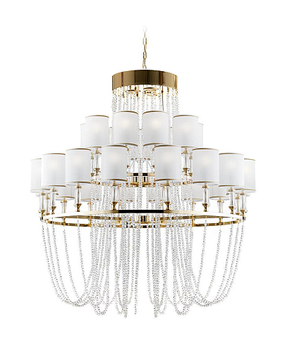 Lampadario in Cristallo con Finitura Oro Lucido