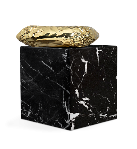 Tavolino Laterale in Marmo Nero Marquina Megalith