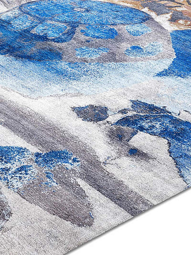 Tappeto Tessuto Blu/Limone