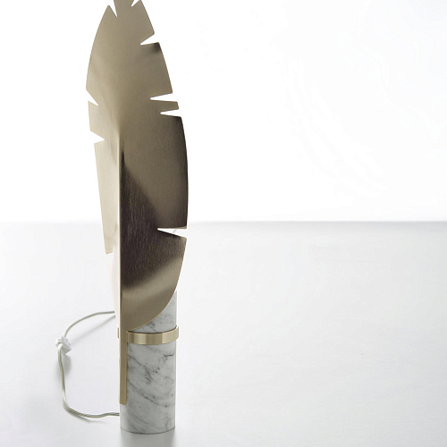 Lampada da Tavolo con Foglie in Marmo di Carrara