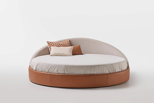Letto rotondo in pelle Arco