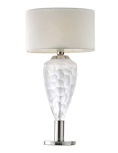 Lampada da Tavolo Florentine in Cristallo con Paralume Bianco