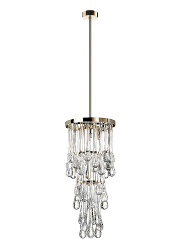 Lampadario Murano Moderno a Gocce con Finitura Oro Soft