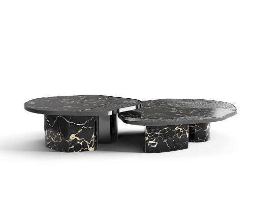 Set Tavoli Athena in Marmo Portoro e Onice