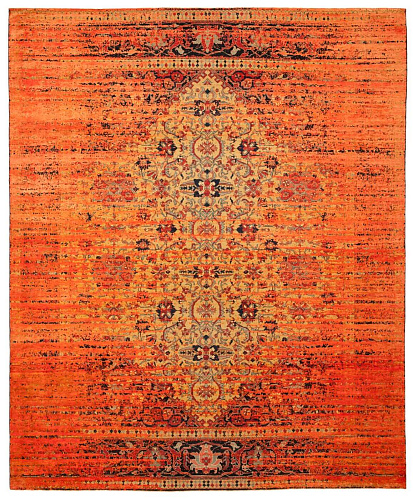 Tappeto Serapi Queensbury Stomped Giallo Neon Arancio Seta