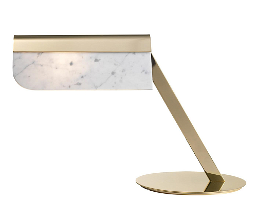 Lampada da Tavolo in Ottone Oro Soft con Marmo di Carrara