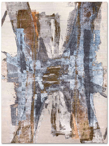 Tappeto Tessuto Blu/Ruggine