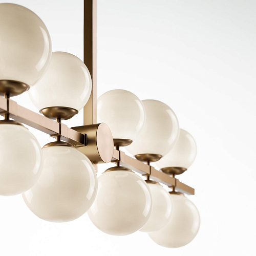 Lampadario a 12 Sfere in Vetro Bianco