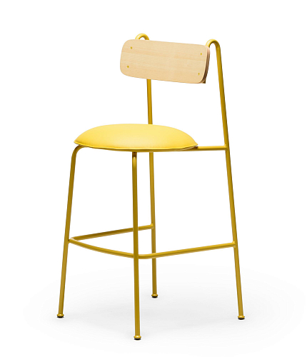 Sgabello da Bar Lena SG-75 Giallo in Frassino