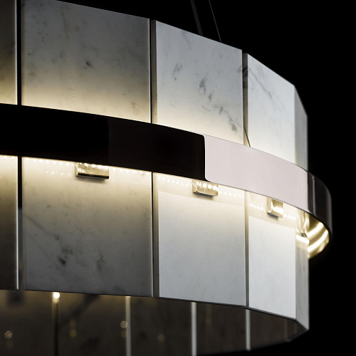 Lampadario Rotondo con Piastre in Marmo di Carrara