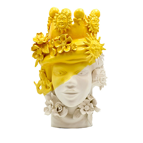 Testa di Moro Oro e Bianca Artigianale Scultura