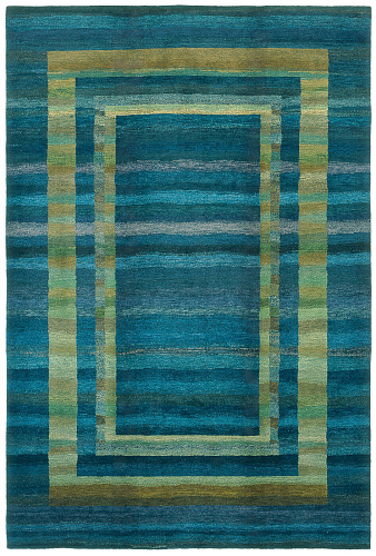 Tappeto Gamba Triple Bordo Blu Verde