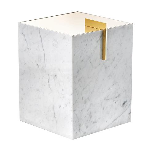Cestino in Marmo di Carrara con Finitura Oro 24K