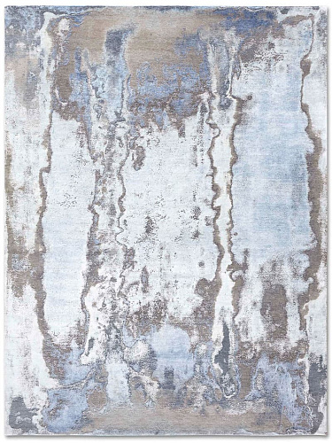 Tappeto Lusso Fatto a Mano Argento/Blu