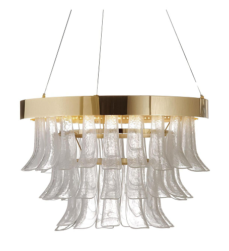 Lampadario ad Anello LED in Oro con Vetro di Murano