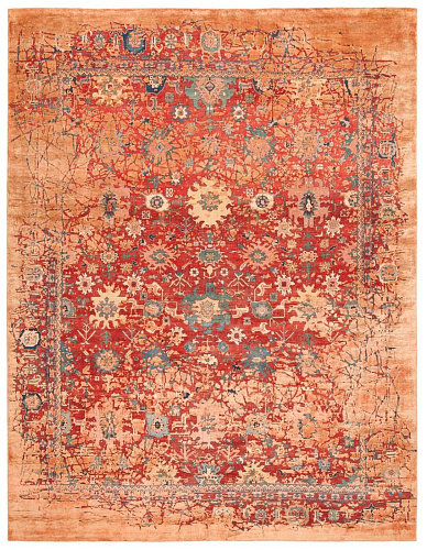 Tappeto Bidjar Kingscross Pleasure Rosso Arancione Seta