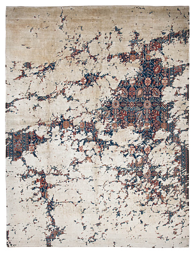 Tappeto Tabriz Canal Blu Navy Bianco Sporco Seta