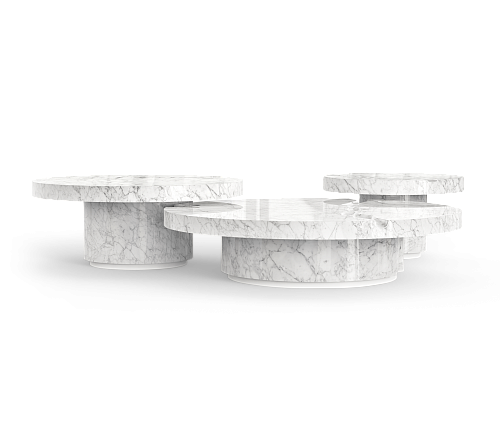 Set Tavolini Centrali in Marmo Carrara Dominion (3 Pezzi)