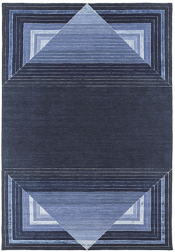 Tappeto Geometrico Blu Lana Viscosa