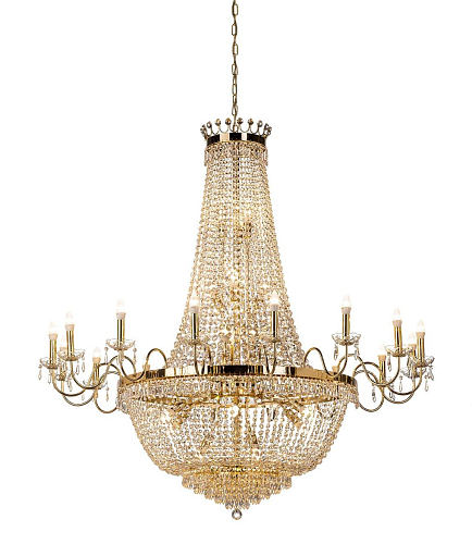 Lampadario di Lusso in Cristallo con Finitura Oro Soft