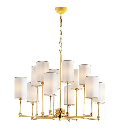 Lampadario in Ottone Oro Lucido con Paralumi