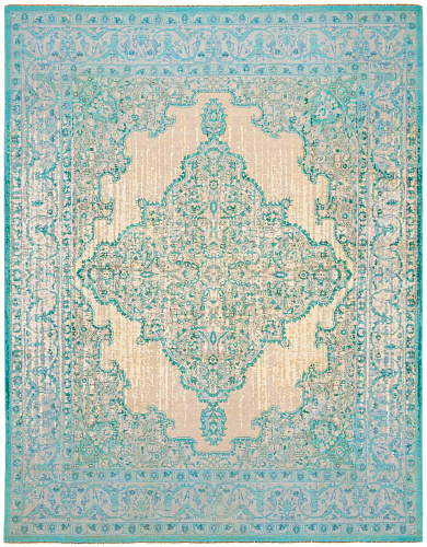 Tappeto Tabriz Doppio Vendetta Azzurro Rosa