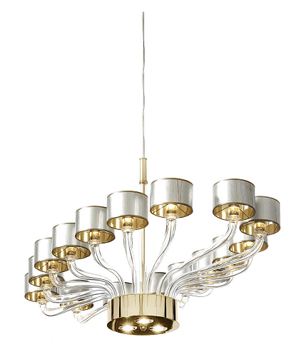 Lampadario Ovale Murano a Bracci con Finitura Oro