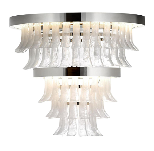 Lampadario in Nichel Lucido e Vetro di Murano