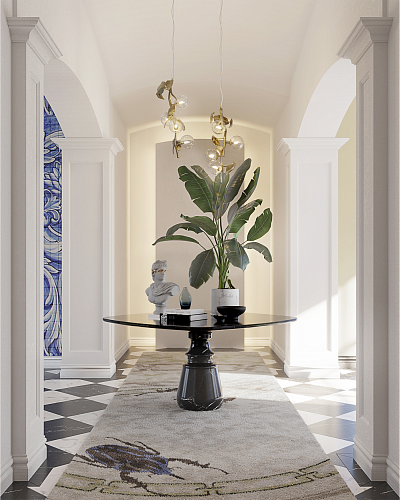 Tavolo Quadrato in Marmo Nero Marquina Obsidian