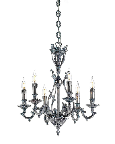 Lampadario Classico con Finitura Blu e Argento